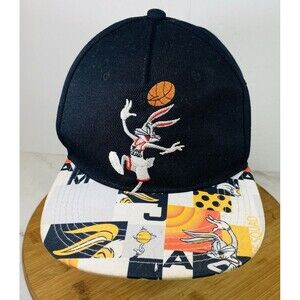 SPACE JAM Hat Cap Black Snap Back Looney Tunes Bugs Bunny Toon Squad Slam Dunk